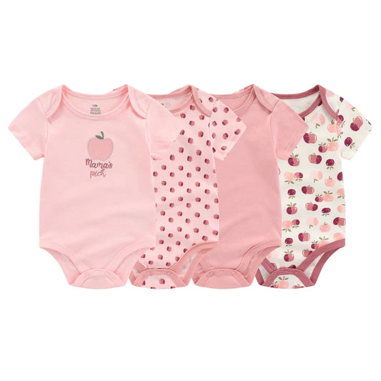 Kiddiezoom Fashion Cartoon 4-piece Summer 100% Cotton Boys and Girls jumpsuit Newborn jumpsuit set - ZOOMNSTORE