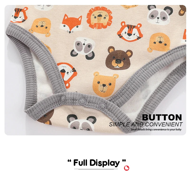 Kiddiezoom Fashion Cartoon 4-piece Summer 100% Cotton Boys and Girls jumpsuit Newborn jumpsuit set - ZOOMNSTORE