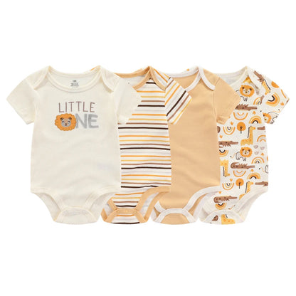 Kiddiezoom Fashion Cartoon 4-piece Summer 100% Cotton Boys and Girls jumpsuit Newborn jumpsuit set - ZOOMNSTORE