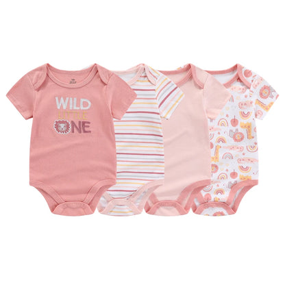 Kiddiezoom Fashion Cartoon 4-piece Summer 100% Cotton Boys and Girls jumpsuit Newborn jumpsuit set - ZOOMNSTORE