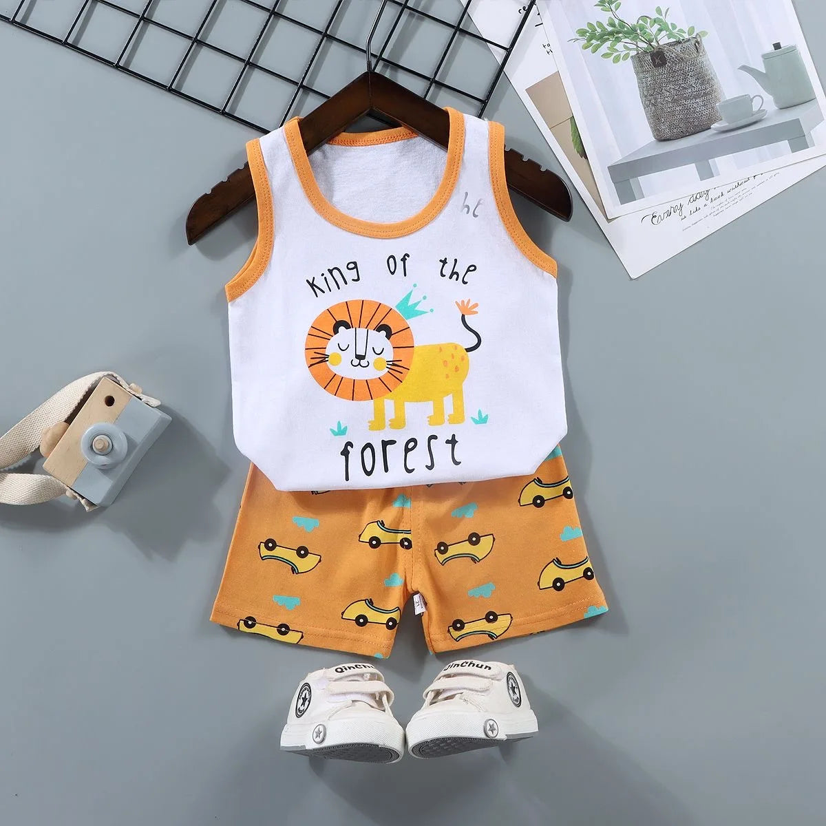 Kids 2PCS Summer Vest Suit - Cotton T-Shirt  Shorts Set for Boys  Girls - ZOOMNSTORE