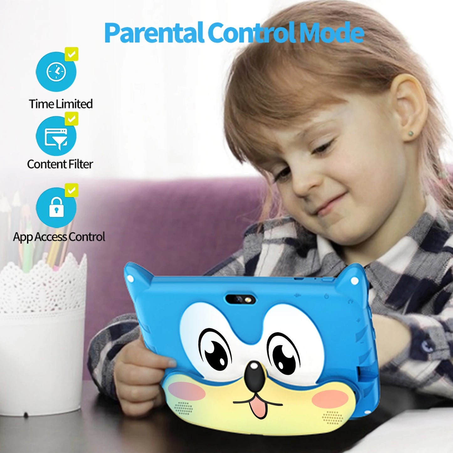 New 7 Inch Cartoon Pattern Kids Tablets Quad Core 4GB+64GB ROM Bluetooth 5G WiFi Learning Education Games Tablet Children's Gift - ZOOMNSTORE
