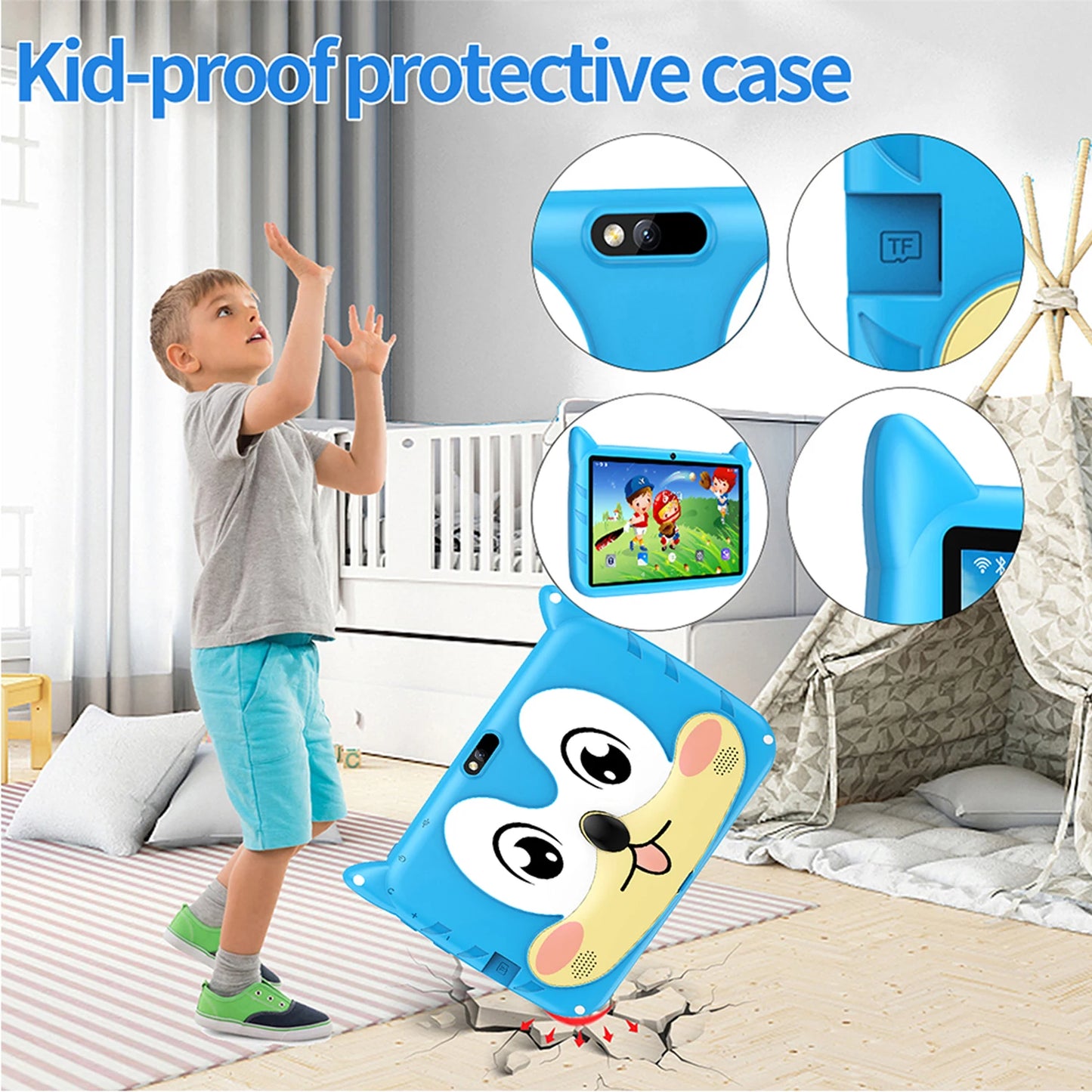 New 7 Inch Cartoon Pattern Kids Tablets Quad Core 4GB+64GB ROM Bluetooth 5G WiFi Learning Education Games Tablet Children's Gift - ZOOMNSTORE