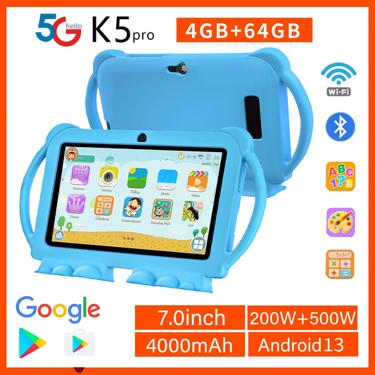 Kids 7-Inch Tablet - 5G WiFi Cartoon Case 4GB RAM 64GB ROM Educational PC - ZOOMNSTORE