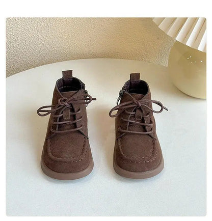 Kids Ankle Boots – Retro British Style Side Zip Soft Sole Leather Boots for Children - ZOOMNSTORE