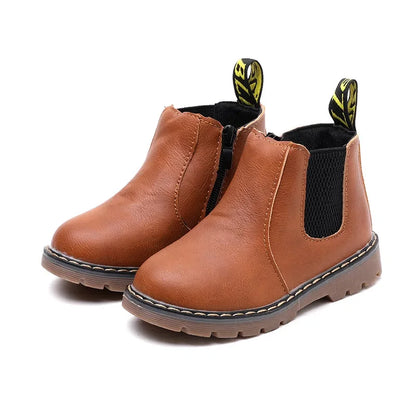 Kids Ankle Boots - Warm Plush Lined Children Winter Boots With Zipper Closure - ZOOMNSTORE