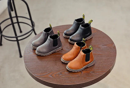 Kids Ankle Boots - Warm Plush Lined Children Winter Boots With Zipper Closure - ZOOMNSTORE