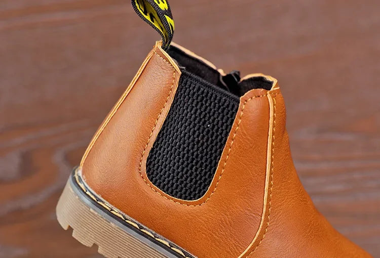 Kids Ankle Boots - Warm Plush Lined Children Winter Boots With Zipper Closure - ZOOMNSTORE