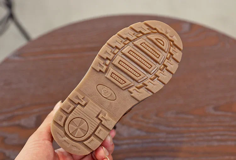 Kids Ankle Boots - Warm Plush Lined Children Winter Boots With Zipper Closure - ZOOMNSTORE