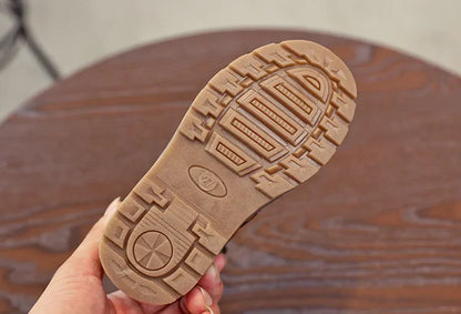 Kids Ankle Boots - Warm Plush Lined Children Winter Boots With Zipper Closure - ZOOMNSTORE