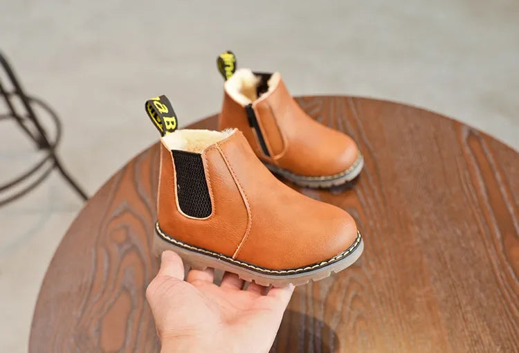 Kids Ankle Boots - Warm Plush Lined Children Winter Boots With Zipper Closure - ZOOMNSTORE