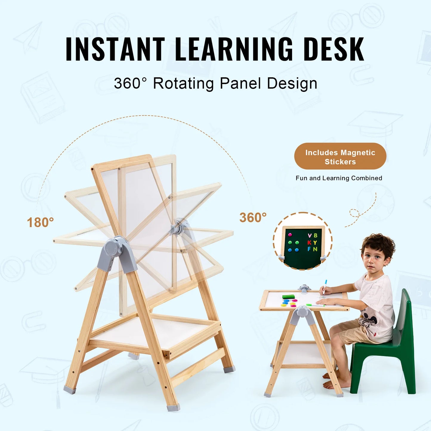 SucceBuy Standing Magnetic Drawing Board WordPad Art Easel with Painting Accessories Children Educational Toys for Kids Boy Girl - ZOOMNSTORE