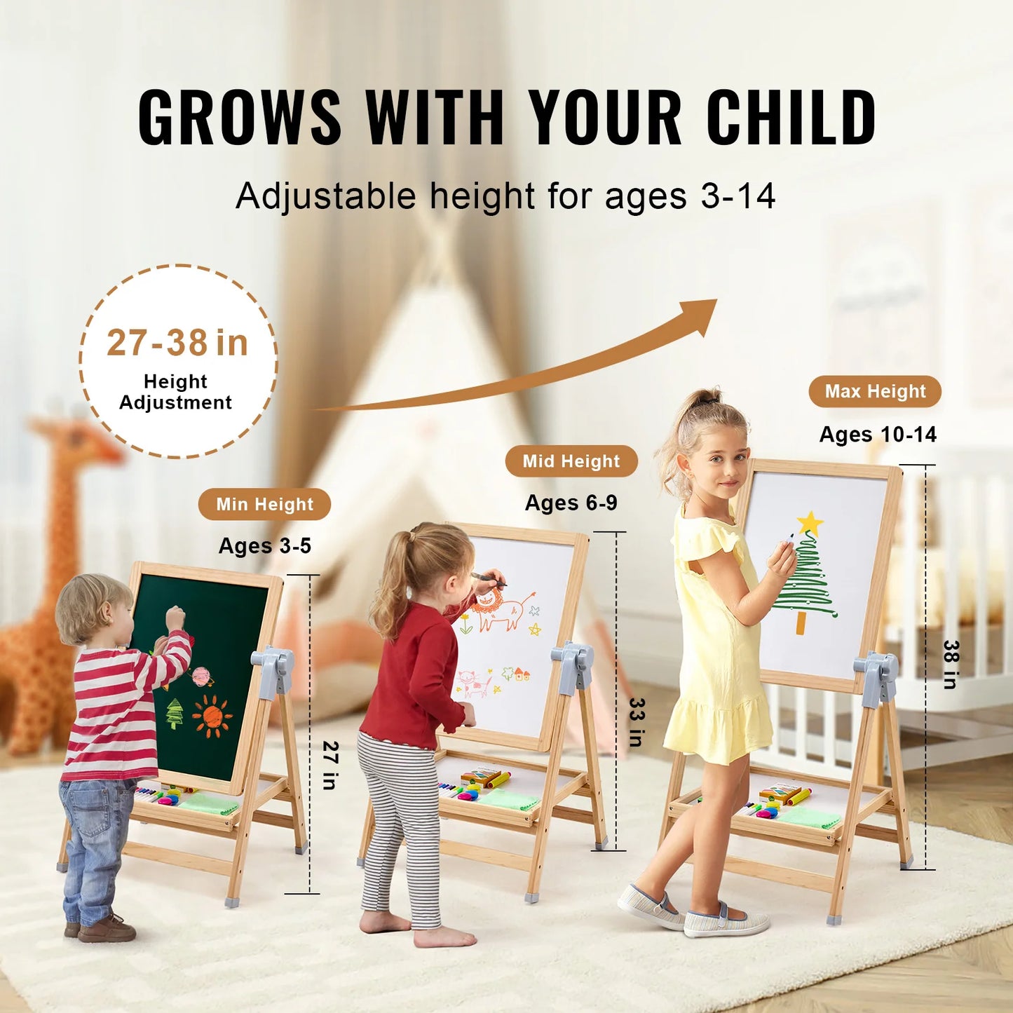 SucceBuy Standing Magnetic Drawing Board WordPad Art Easel with Painting Accessories Children Educational Toys for Kids Boy Girl - ZOOMNSTORE