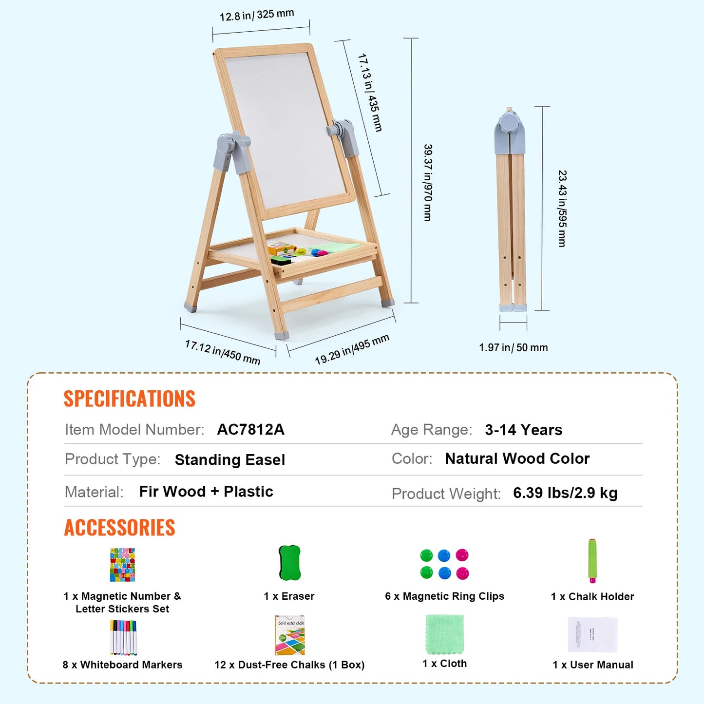 SucceBuy Standing Magnetic Drawing Board WordPad Art Easel with Painting Accessories Children Educational Toys for Kids Boy Girl - ZOOMNSTORE