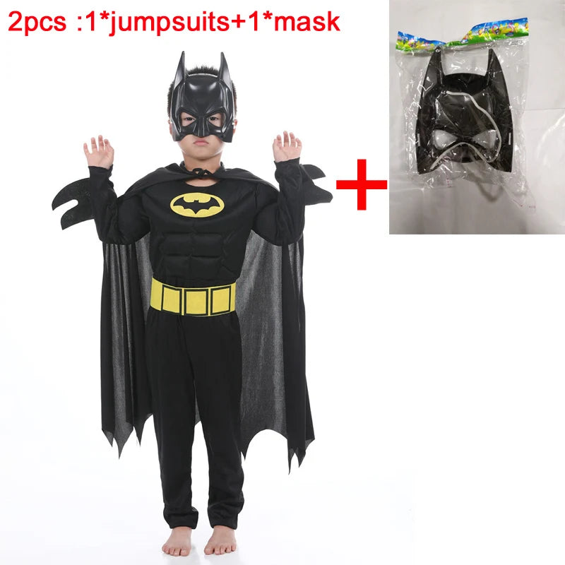 Kids boy Bat Costume with Mask and Cape Halloween Cosplay Costume Movie Character Jumpsuit Bat Dark Knight Rises Dress Up - ZOOMNSTORE