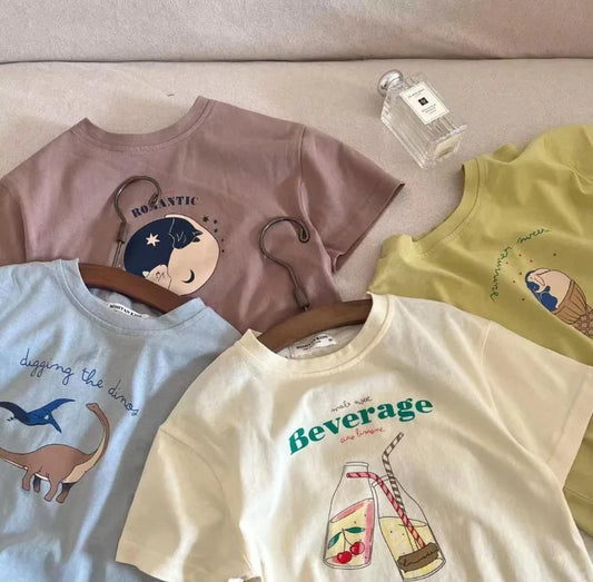 Kids Cartoon Cotton T-Shirt - Short Sleeve Summer Top for Boys  Girls - ZOOMNSTORE