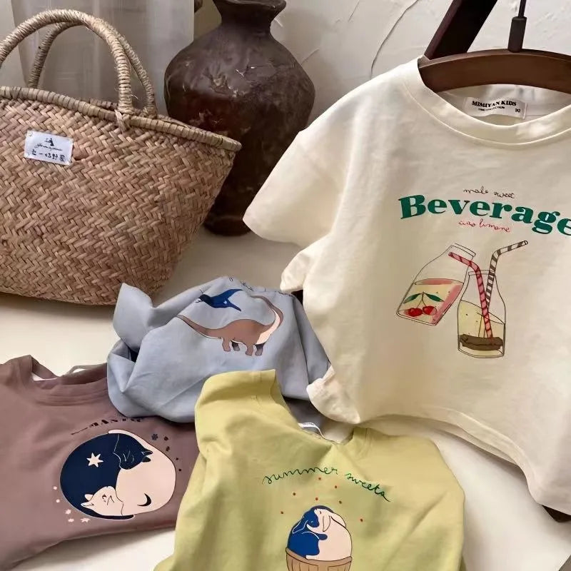 Kids Cartoon Cotton T-Shirt - Short Sleeve Summer Top for Boys  Girls - ZOOMNSTORE