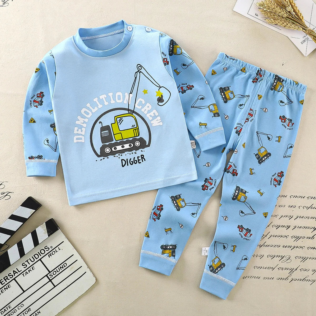 Kids Cartoon Pajama Set - Boys Girls Autumn Winter Sleepwear Outfit - ZOOMNSTORE