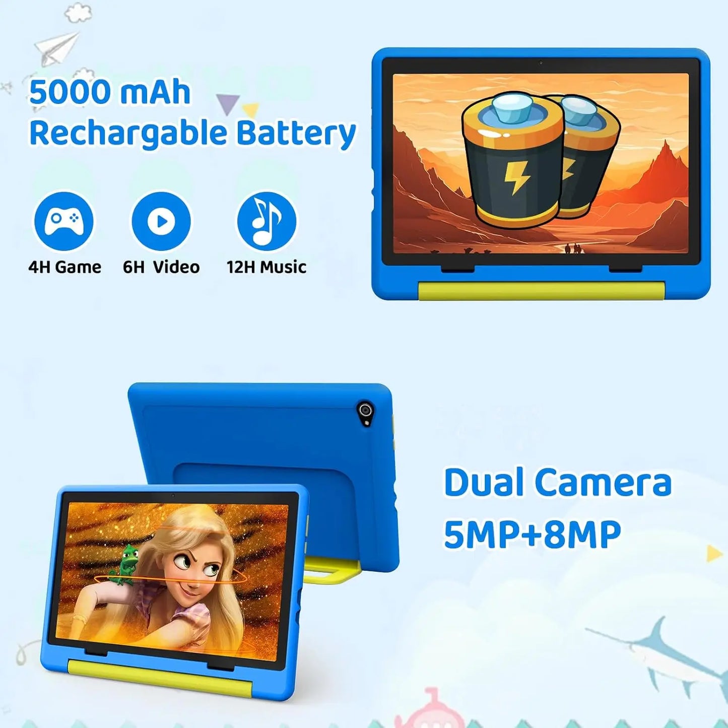 URAO 10 Inch Cartoon Pattern Kids Tablet Android Octa-Core 8GB RAM 64GB ROM Learning Education Games Tablets Children's Gifts - ZOOMNSTORE