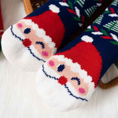 New Winter Kids Cartoon Christmas Socks Boys Girls Thicken Cotton Warm Floor Children Sock Non-Slip Thermal Cute Family Socks - ZOOMNSTORE