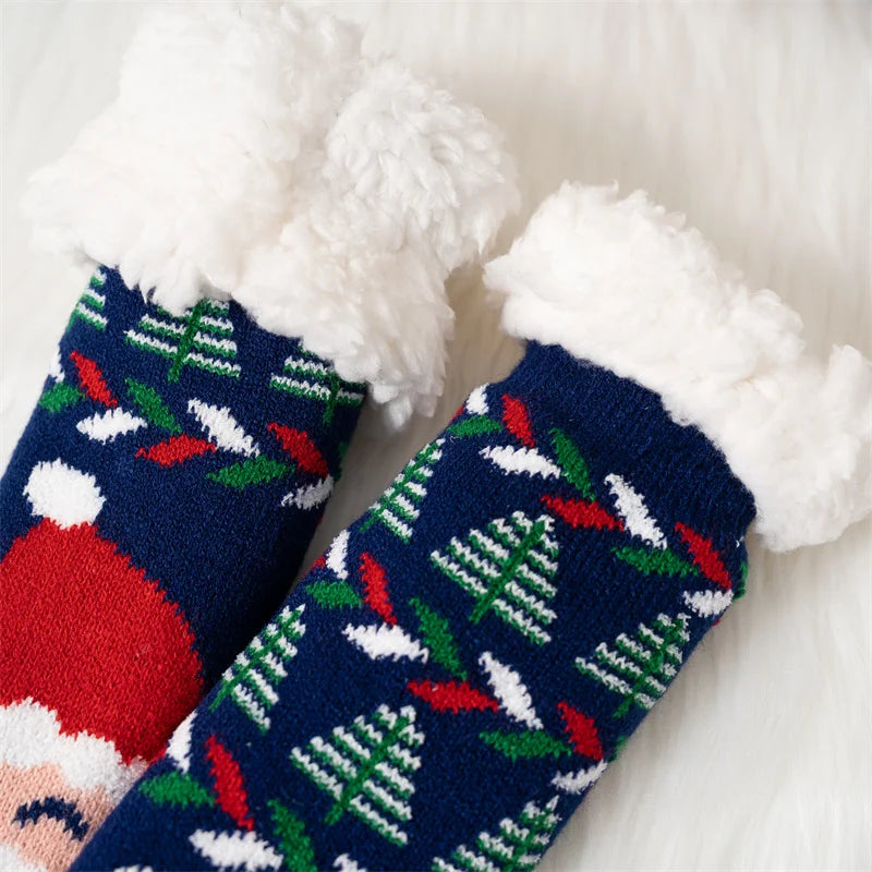 New Winter Kids Cartoon Christmas Socks Boys Girls Thicken Cotton Warm Floor Children Sock Non-Slip Thermal Cute Family Socks - ZOOMNSTORE