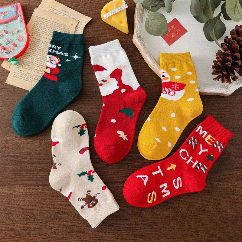 Kids Christmas Socks For 1-10Years Children's Short Socks Girls Boys Winter Warm Cotton Toddler New Year Gift Santa Claus Socks - ZOOMNSTORE