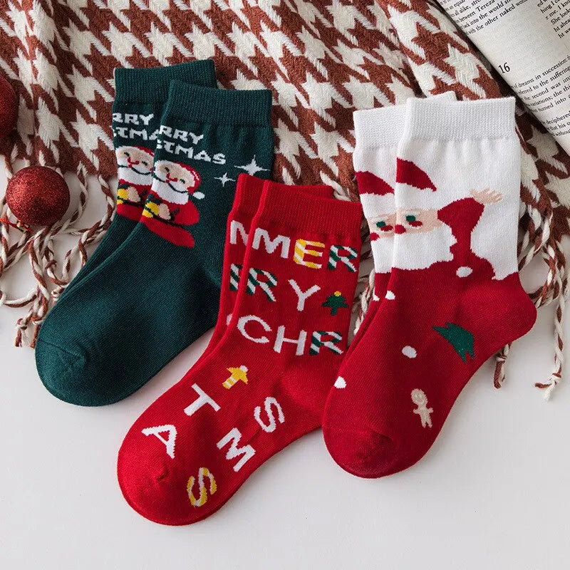 Kids Christmas Socks For 1-10Years Children's Short Socks Girls Boys Winter Warm Cotton Toddler New Year Gift Santa Claus Socks - ZOOMNSTORE