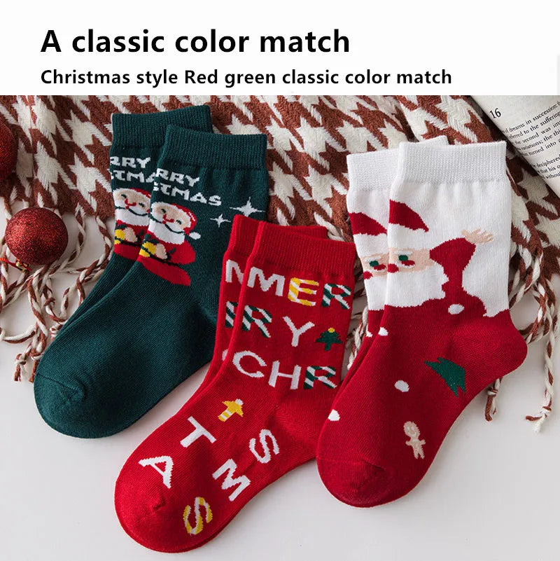 Kids Christmas Socks For 1-10Years Children's Short Socks Girls Boys Winter Warm Cotton Toddler New Year Gift Santa Claus Socks - ZOOMNSTORE