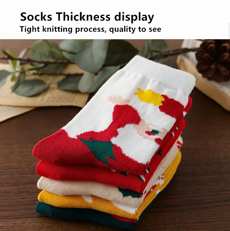 Kids Christmas Socks For 1-10Years Children's Short Socks Girls Boys Winter Warm Cotton Toddler New Year Gift Santa Claus Socks - ZOOMNSTORE