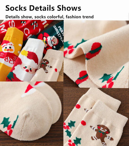 Kids Christmas Socks For 1-10Years Children's Short Socks Girls Boys Winter Warm Cotton Toddler New Year Gift Santa Claus Socks - ZOOMNSTORE