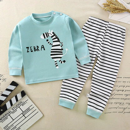 Kids Cartoon Pajama Set - Boys Girls Autumn Winter Sleepwear Outfit - ZOOMNSTORE