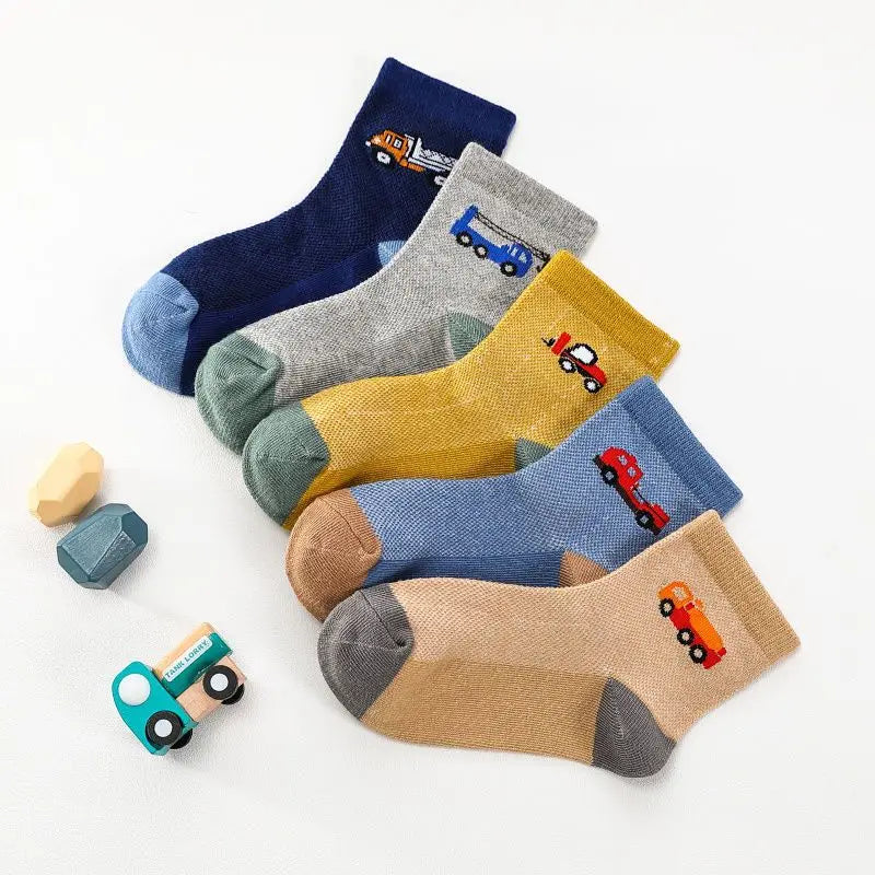 Kids Toddlers Cotton Ankle Socks Cartoon Engineering Vehicle Breathable Spring Autumn Summer Winter Short Socks for Children Boy - ZOOMNSTORE