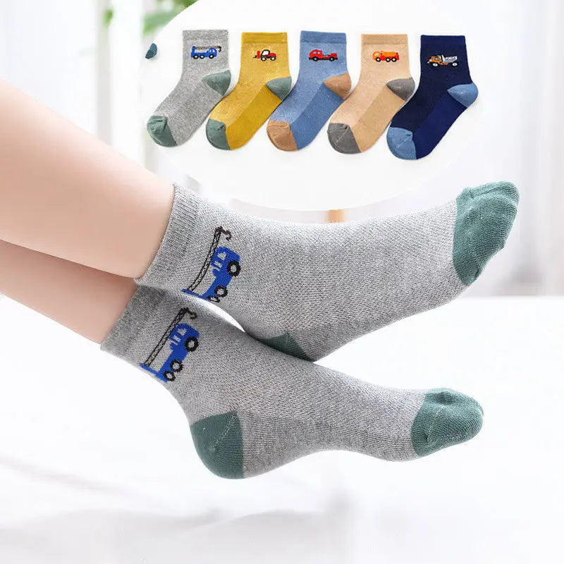 Kids Toddlers Cotton Ankle Socks Cartoon Engineering Vehicle Breathable Spring Autumn Summer Winter Short Socks for Children Boy - ZOOMNSTORE