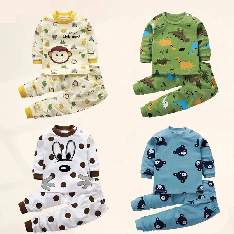 Kids Cotton Clothing Set - Boys Girls Autumn Winter Sleepwear  Pants - ZOOMNSTORE