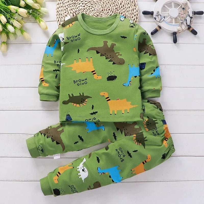 Kids Cotton Clothing Set - Boys Girls Autumn Winter Sleepwear  Pants - ZOOMNSTORE