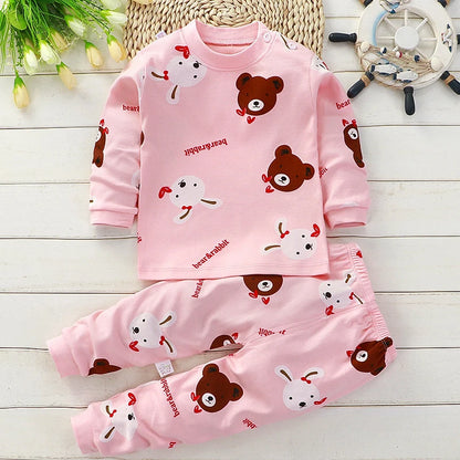Kids Cotton Clothing Set - Boys Girls Autumn Winter Sleepwear  Pants - ZOOMNSTORE