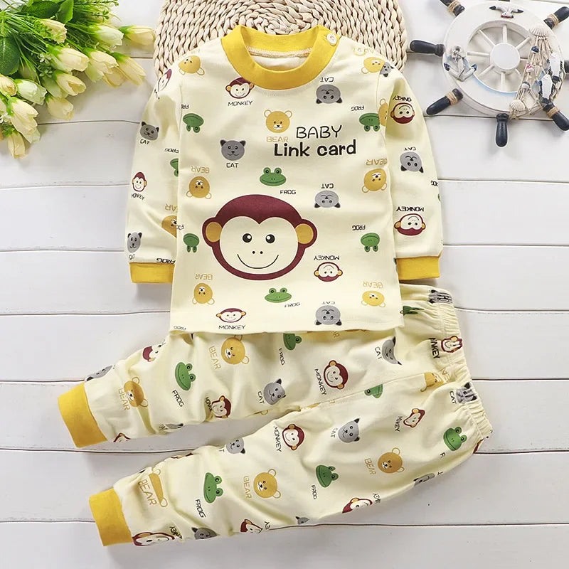 Kids Cotton Clothing Set - Boys Girls Autumn Winter Sleepwear  Pants - ZOOMNSTORE