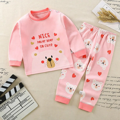 Kids Cotton Clothing Set - Boys Girls Autumn Winter Sleepwear  Pants - ZOOMNSTORE