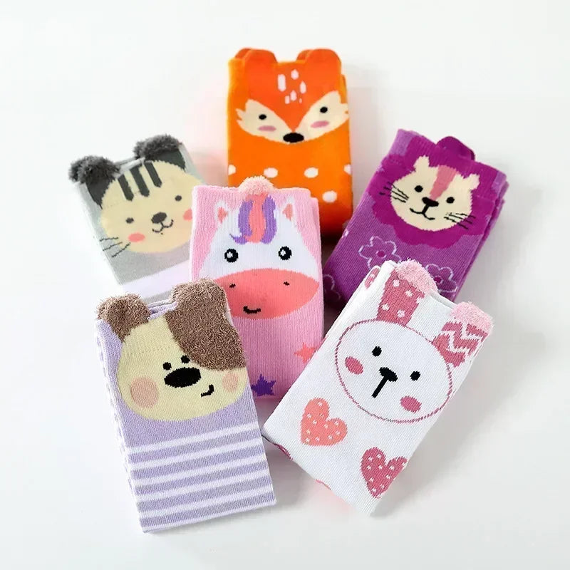 3-12Y Sweet Baby Kids Cotton Warmer Knee High Long Kawaii Socks Cartoon Animal Lovely Princess Girls Children Todder Stockings - ZOOMNSTORE
