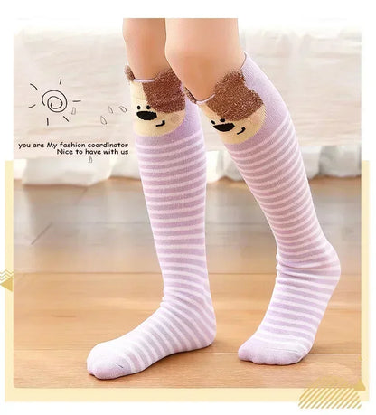 3-12Y Sweet Baby Kids Cotton Warmer Knee High Long Kawaii Socks Cartoon Animal Lovely Princess Girls Children Todder Stockings - ZOOMNSTORE