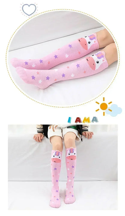 3-12Y Sweet Baby Kids Cotton Warmer Knee High Long Kawaii Socks Cartoon Animal Lovely Princess Girls Children Todder Stockings - ZOOMNSTORE