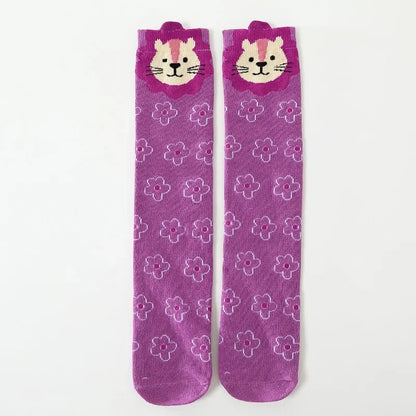 3-12Y Sweet Baby Kids Cotton Warmer Knee High Long Kawaii Socks Cartoon Animal Lovely Princess Girls Children Todder Stockings - ZOOMNSTORE