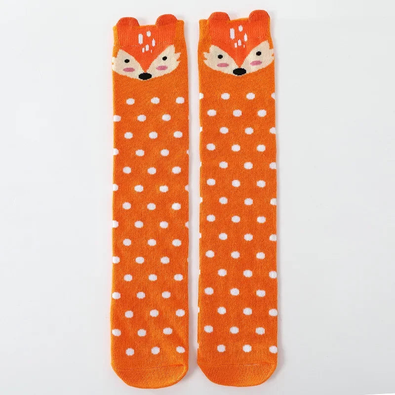 3-12Y Sweet Baby Kids Cotton Warmer Knee High Long Kawaii Socks Cartoon Animal Lovely Princess Girls Children Todder Stockings - ZOOMNSTORE