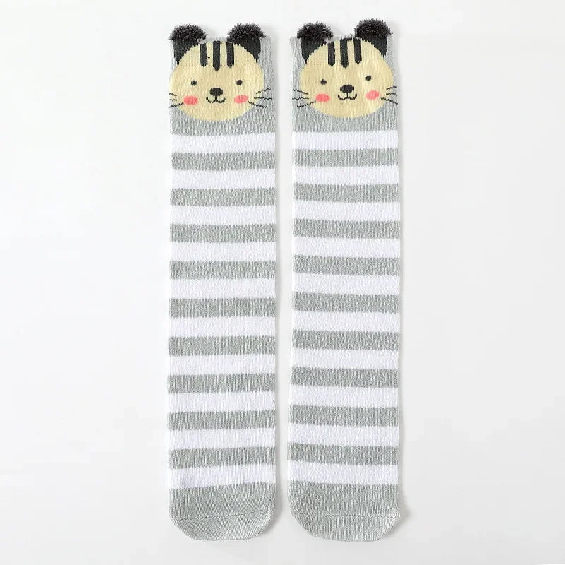 3-12Y Sweet Baby Kids Cotton Warmer Knee High Long Kawaii Socks Cartoon Animal Lovely Princess Girls Children Todder Stockings - ZOOMNSTORE