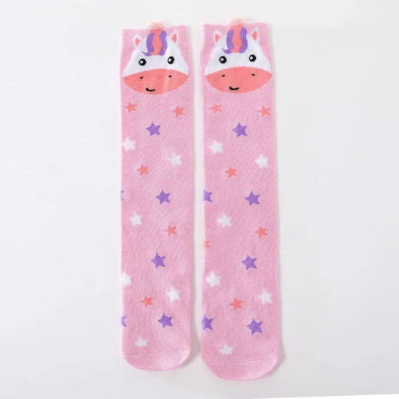 3-12Y Sweet Baby Kids Cotton Warmer Knee High Long Kawaii Socks Cartoon Animal Lovely Princess Girls Children Todder Stockings - ZOOMNSTORE