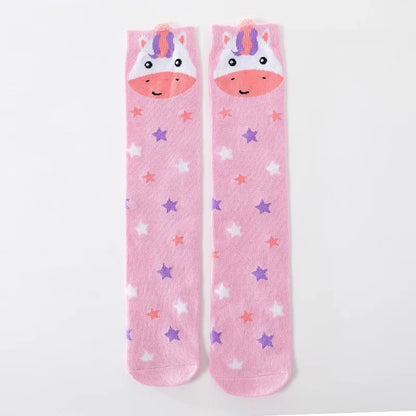 3-12Y Sweet Baby Kids Cotton Warmer Knee High Long Kawaii Socks Cartoon Animal Lovely Princess Girls Children Todder Stockings - ZOOMNSTORE