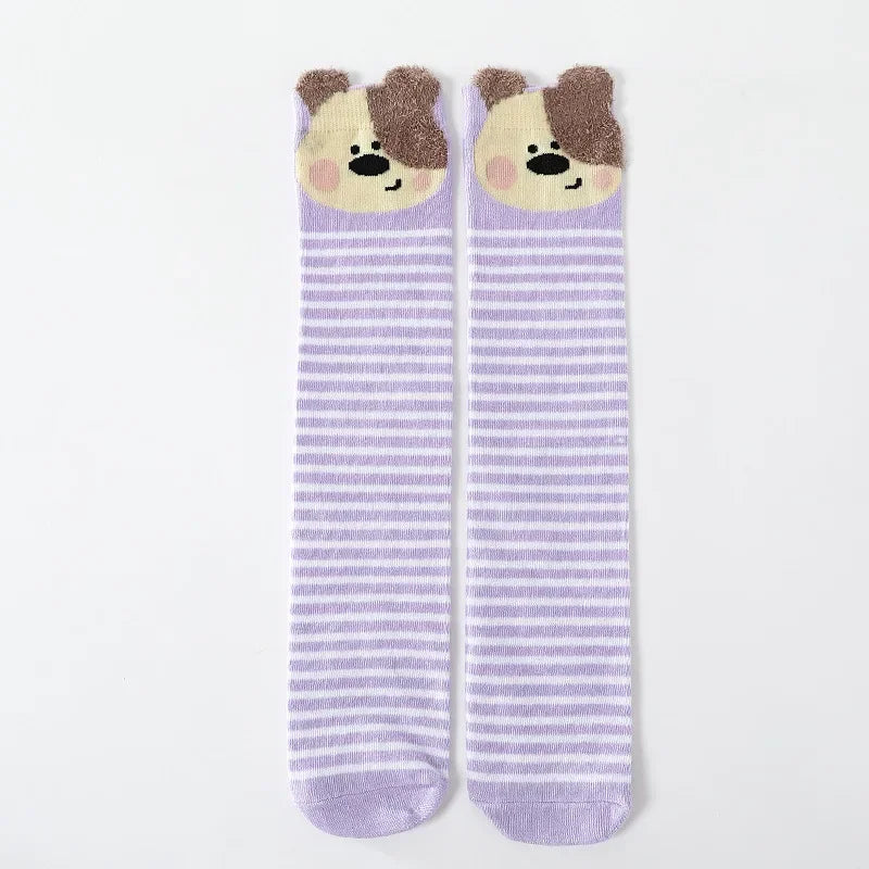 3-12Y Sweet Baby Kids Cotton Warmer Knee High Long Kawaii Socks Cartoon Animal Lovely Princess Girls Children Todder Stockings - ZOOMNSTORE