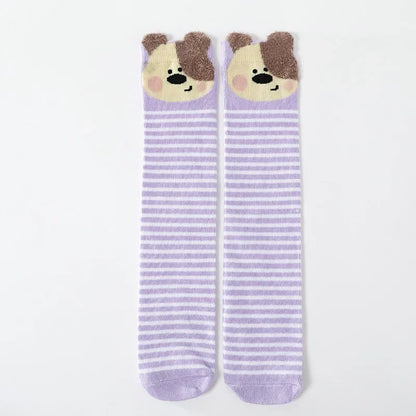 3-12Y Sweet Baby Kids Cotton Warmer Knee High Long Kawaii Socks Cartoon Animal Lovely Princess Girls Children Todder Stockings - ZOOMNSTORE