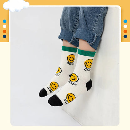 5pairs/Lot autumn winter girls cotton socks child student socks smile boys new Fashion multi-color warmer baby kids sport socks - ZOOMNSTORE