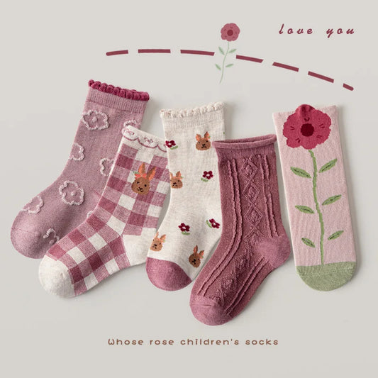 1-12Y Kids Socks Girls Socks Sweet Fancy Lace Sock Baby Toddler Spring Autumn Winter Cotton Socks Children - ZOOMNSTORE